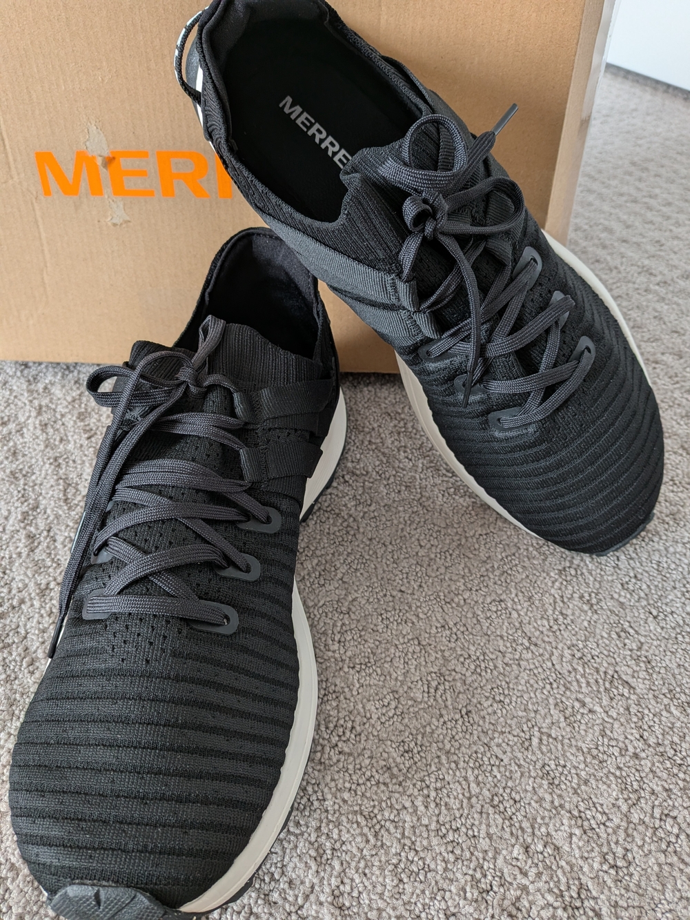 Merrell Men's Embark Black Knit Athletic Sneakers NWT Size 12W